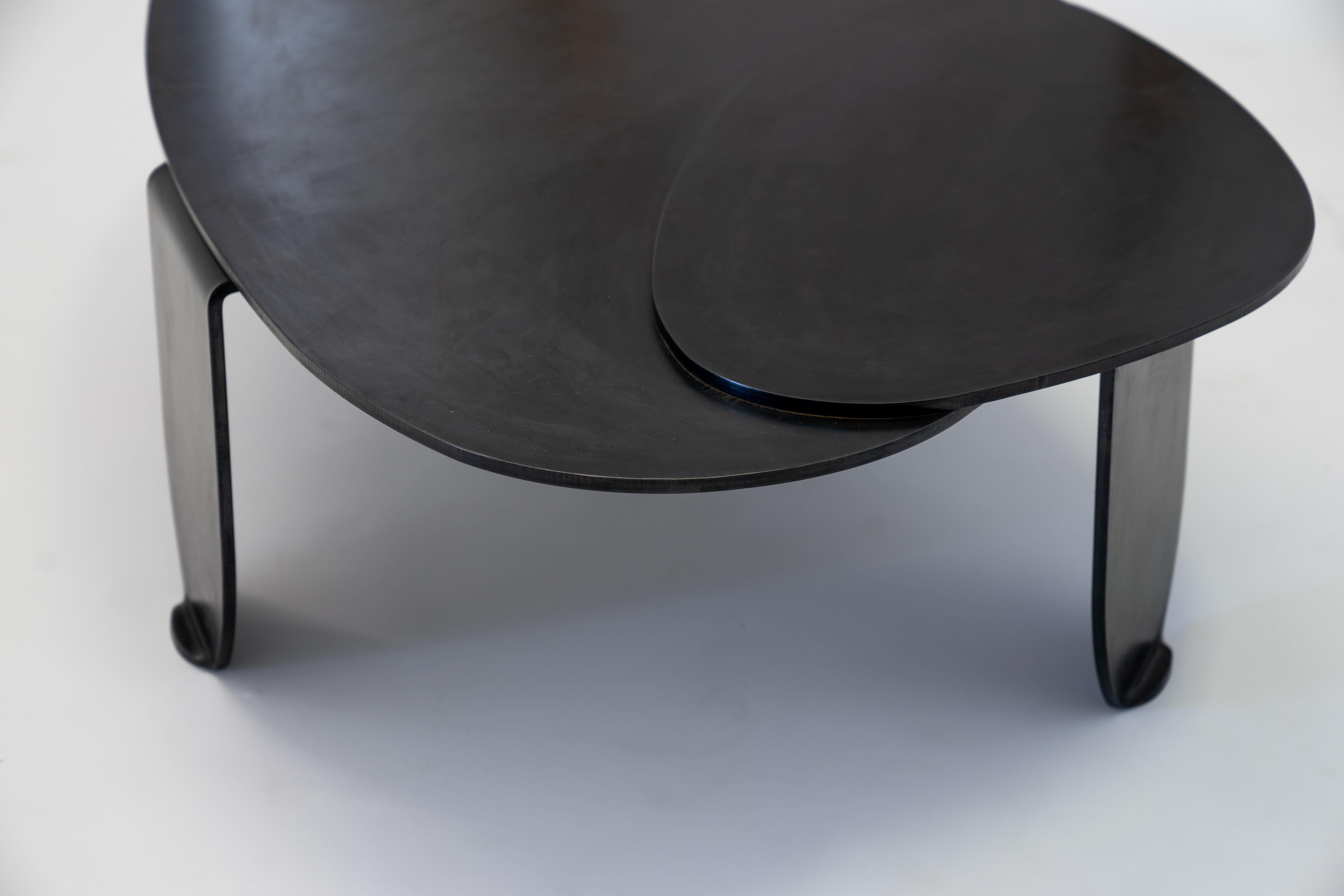 Circular/Organic Shape Coffee Table Black Modern/Contemporary Blackened Steel For Sale 2