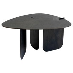 Circular End/Side Table Unique Organic Black Modern/Contemporary Waxed Steel 