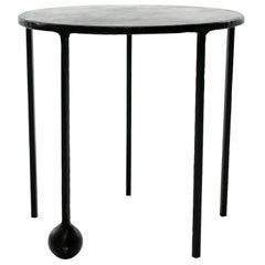 Circular Side/End Table Black Modern/Contemporary Hand Carved Blackened Steel