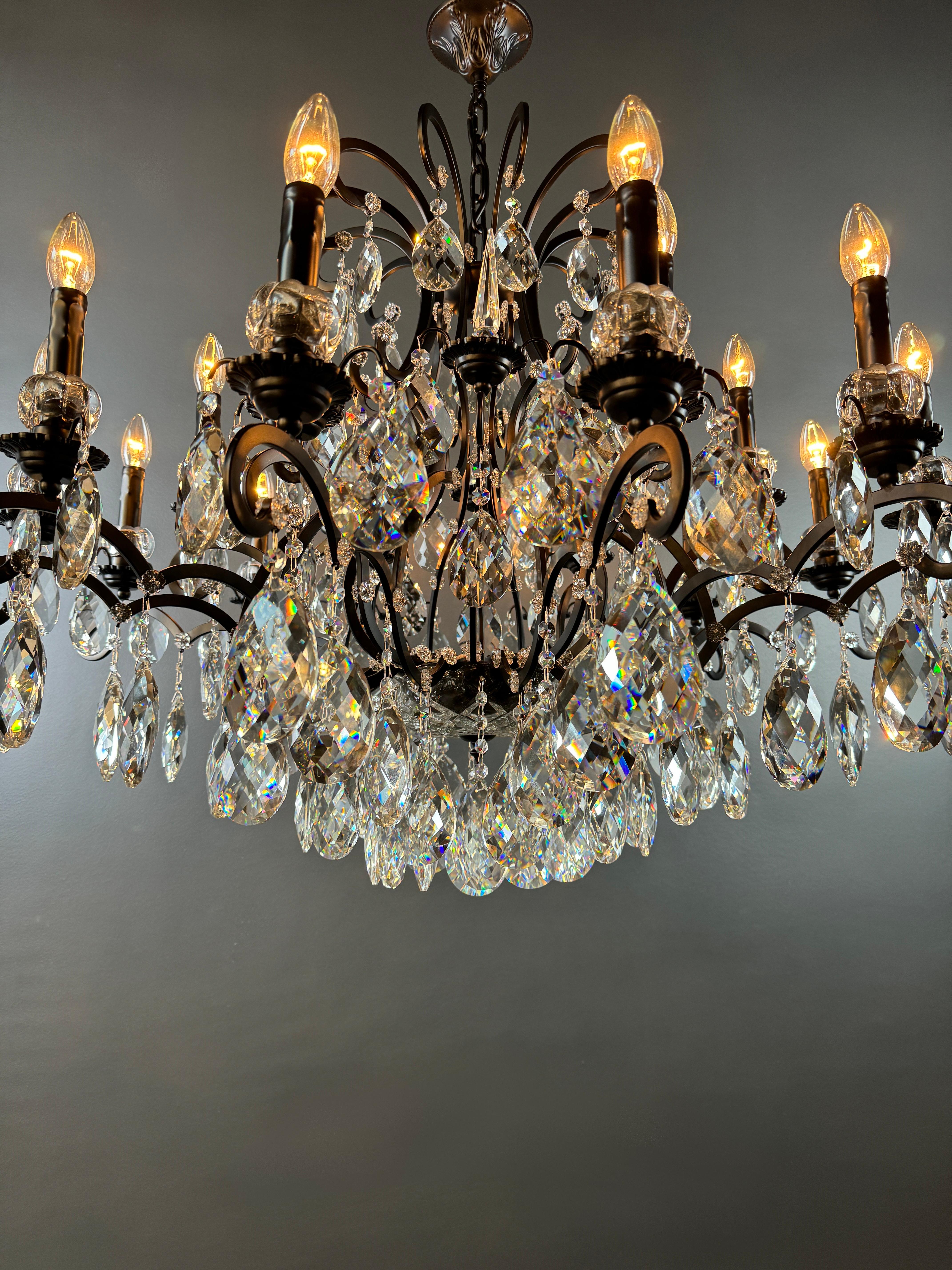 Contemporary Black Modern Crystal Chandelier Art Nouveau Lustre  For Sale