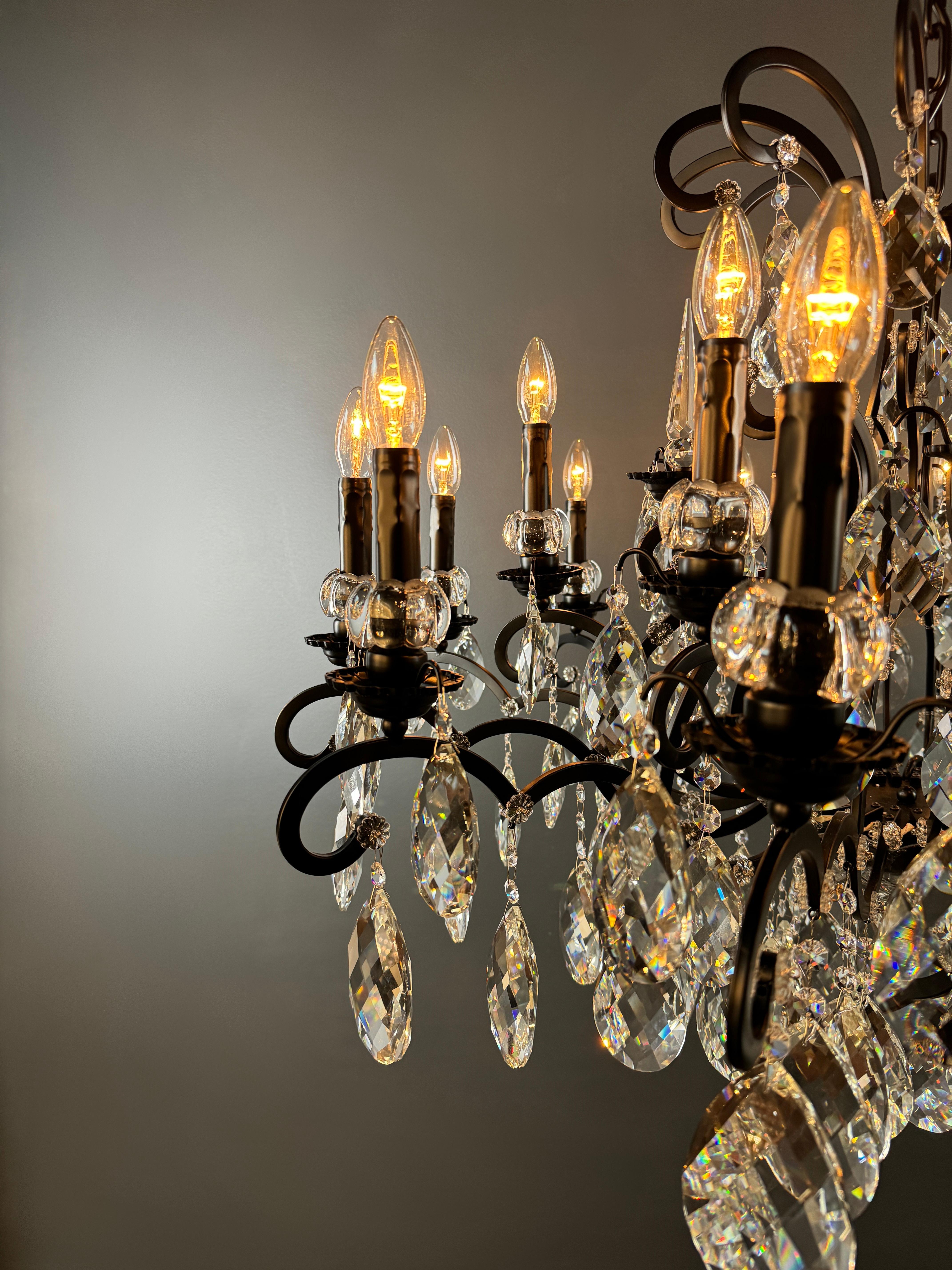 Metallo Lampadario moderno in cristallo nero Art Nouveau Lustre in vendita