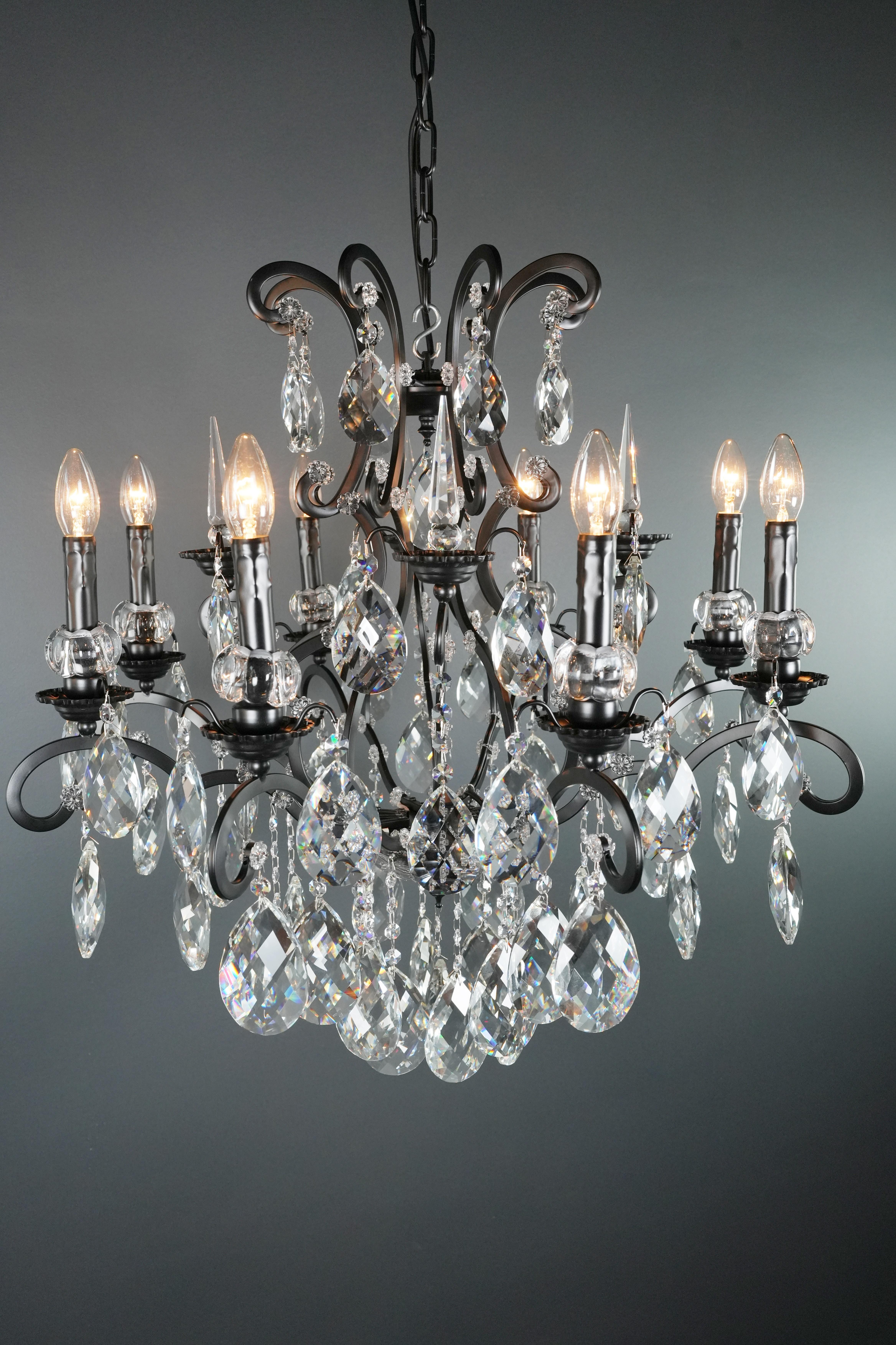 Lampadario di cristallo nero moderno Art Nouveau Lustre Small in vendita 1