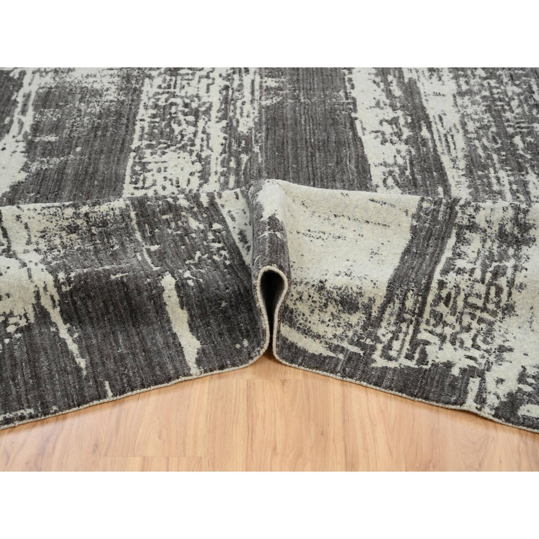 Tappeto nero di design moderno in lana e seta lavorato a mano e di grandi dimensioni, 12'0