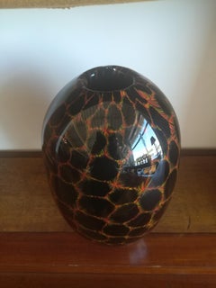 Black Modern Glass Blown Italian Vase