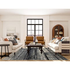 Black Modern Lines Design Ghazni Wool Hand Knotted Oriental Rug 8'2" x 9'9"