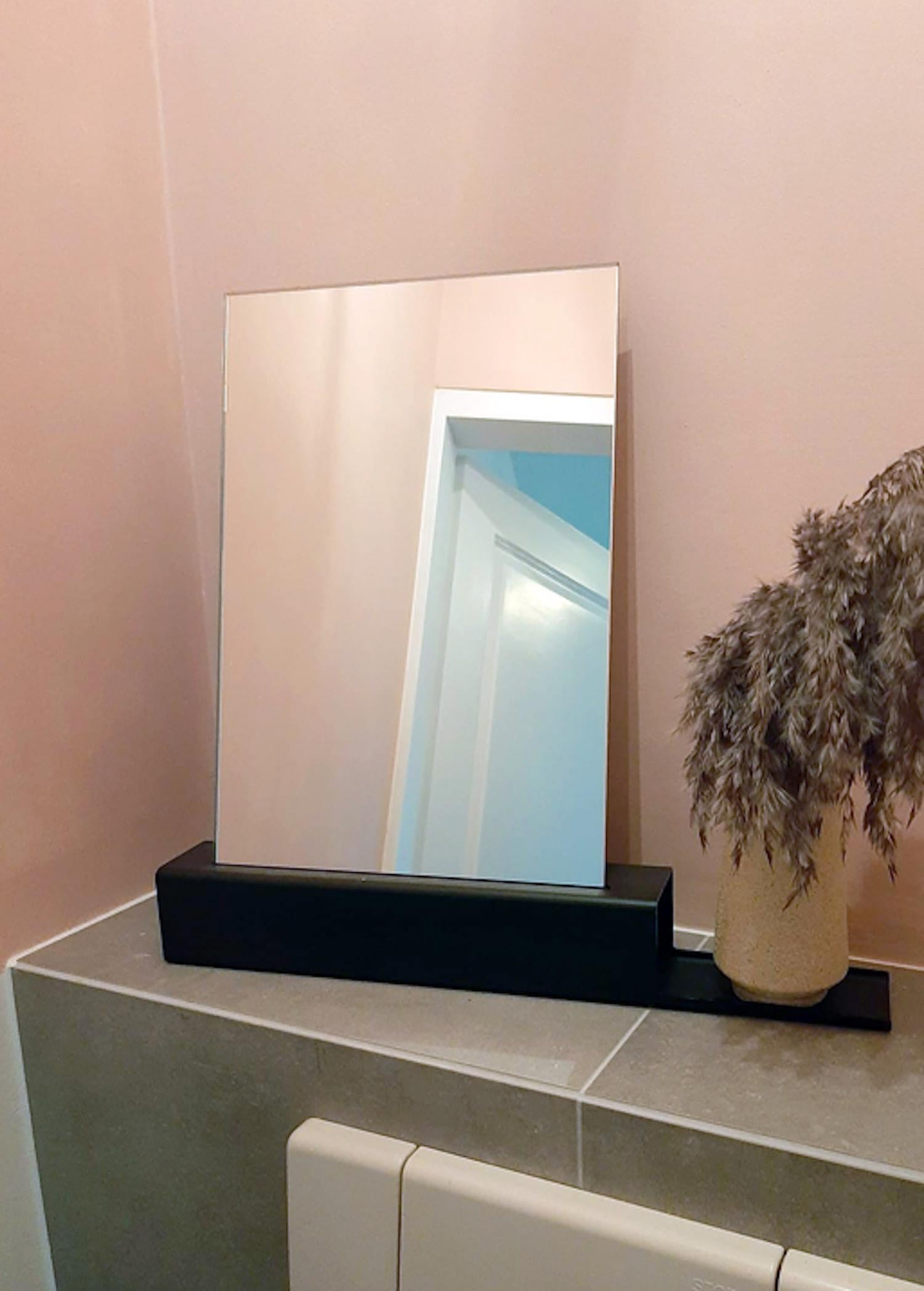 Contemporary Dutch Design Harm De Veer Wall Mirror Metal Black left plateau For Sale 2