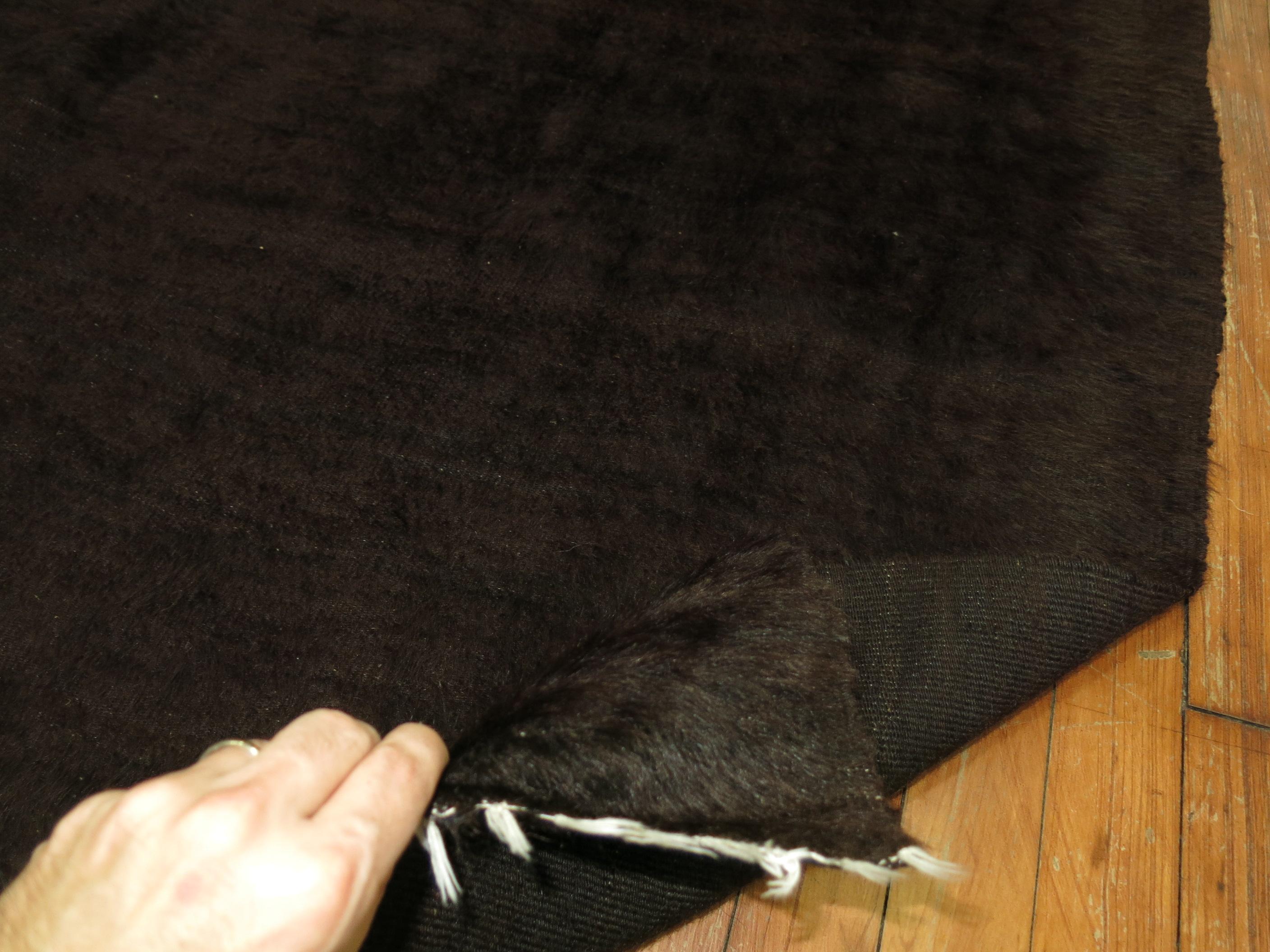 Black Modern Mohair Rug  In Good Condition For Sale In New York, NY