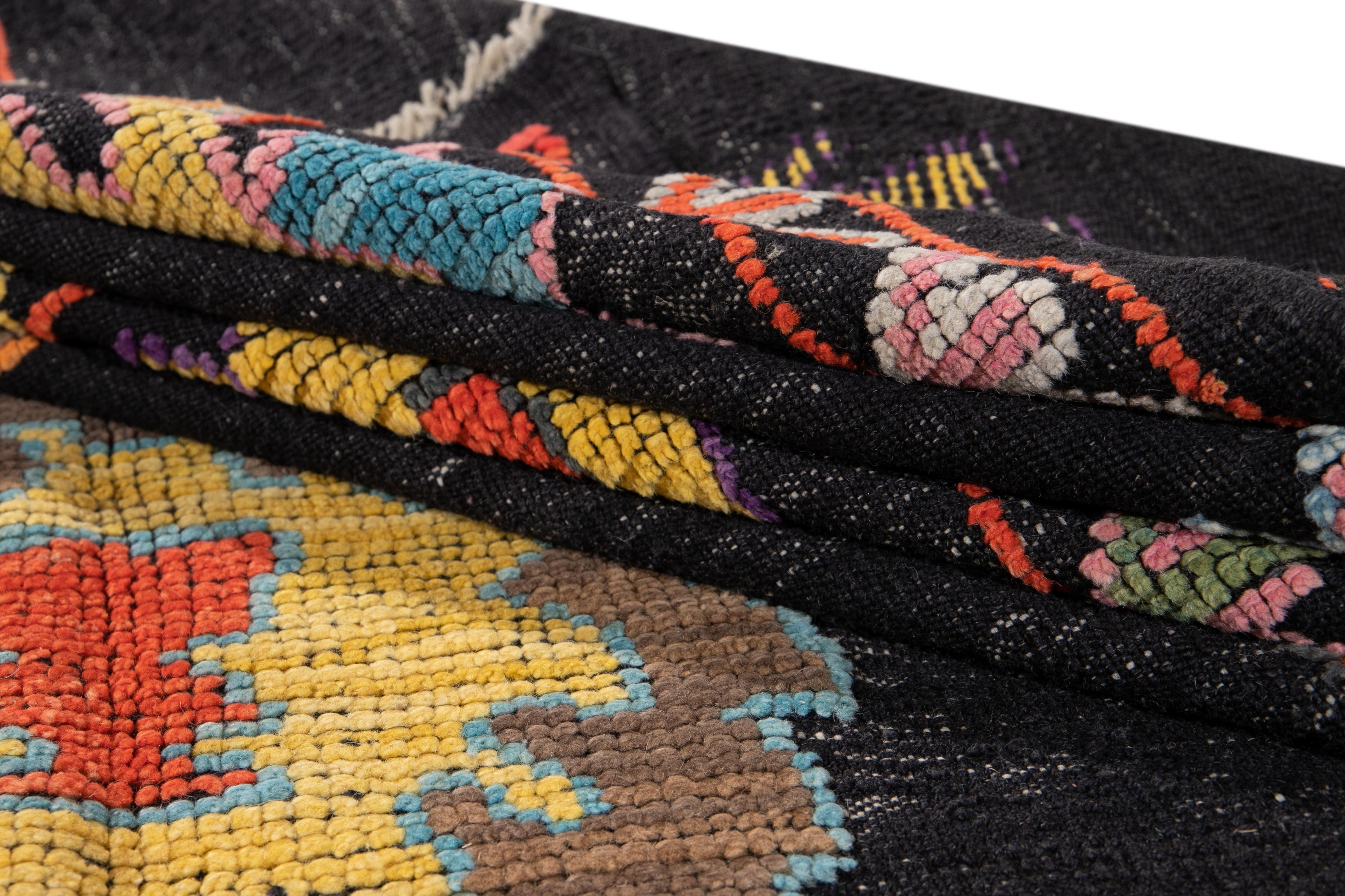 Black Modern Turkish Handmade Wool Rug For Sale 11