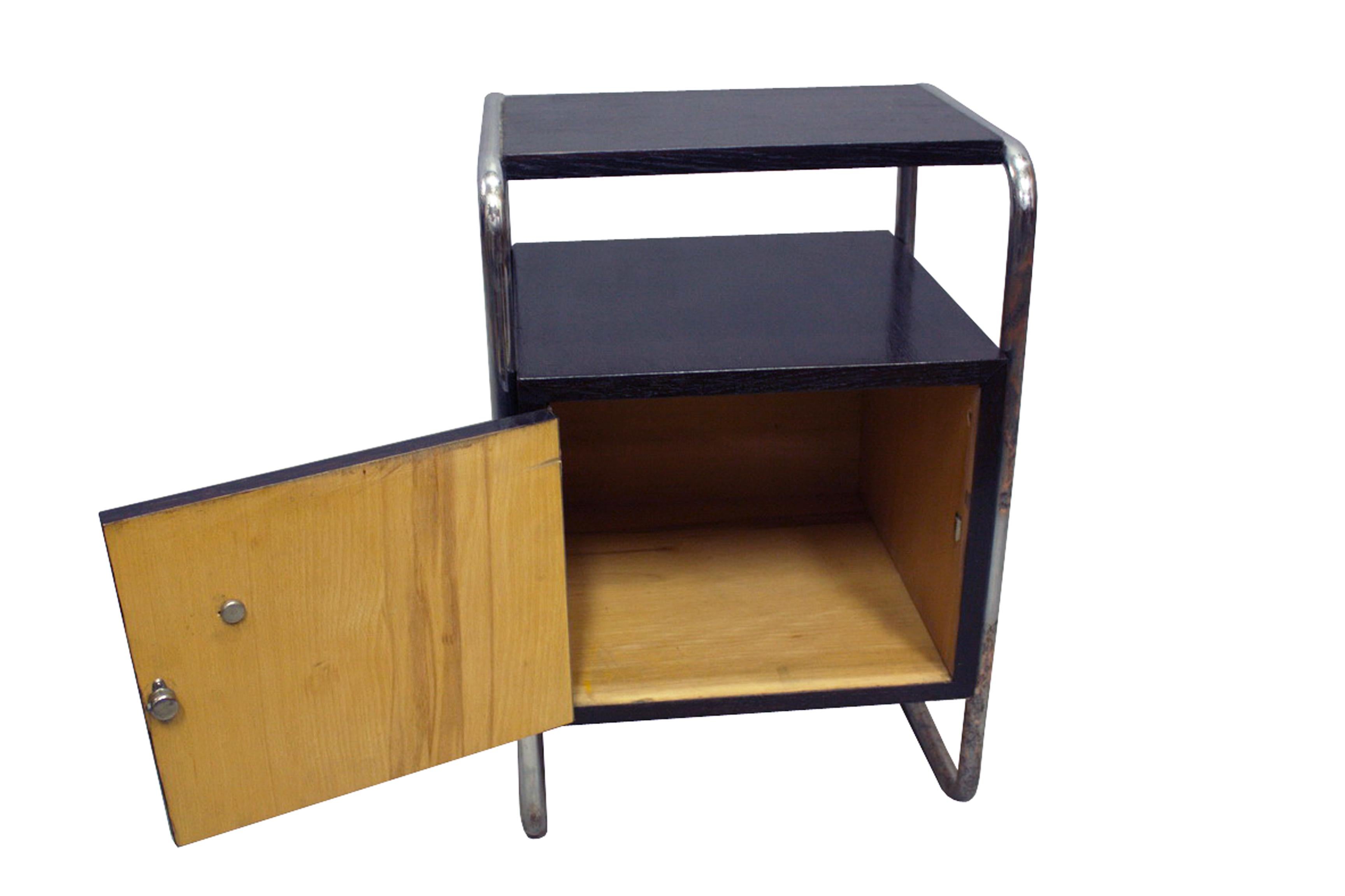 Czech Black Modernist Bedside Cabinet For Sale