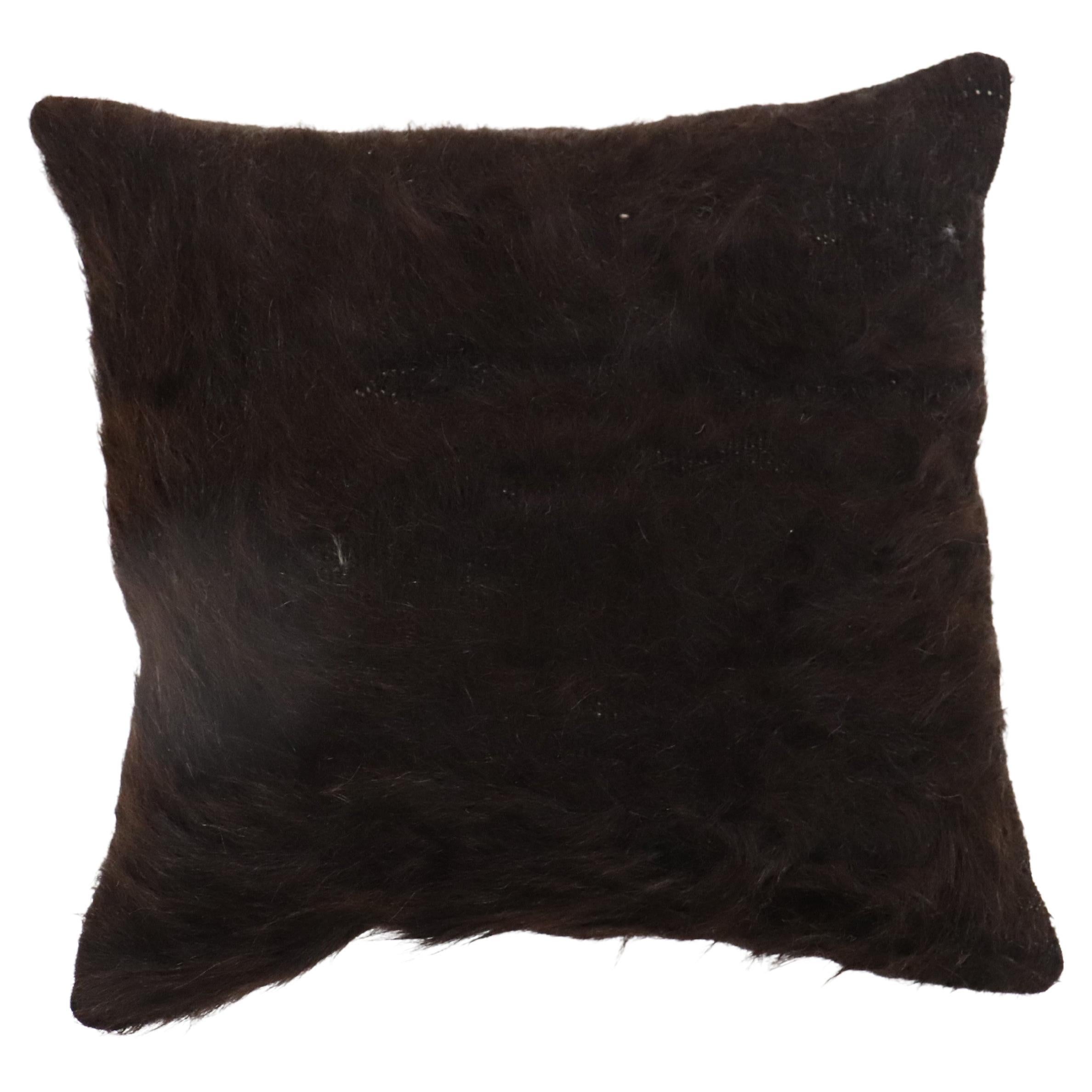 Black Mohair Rug Pillow For Sale