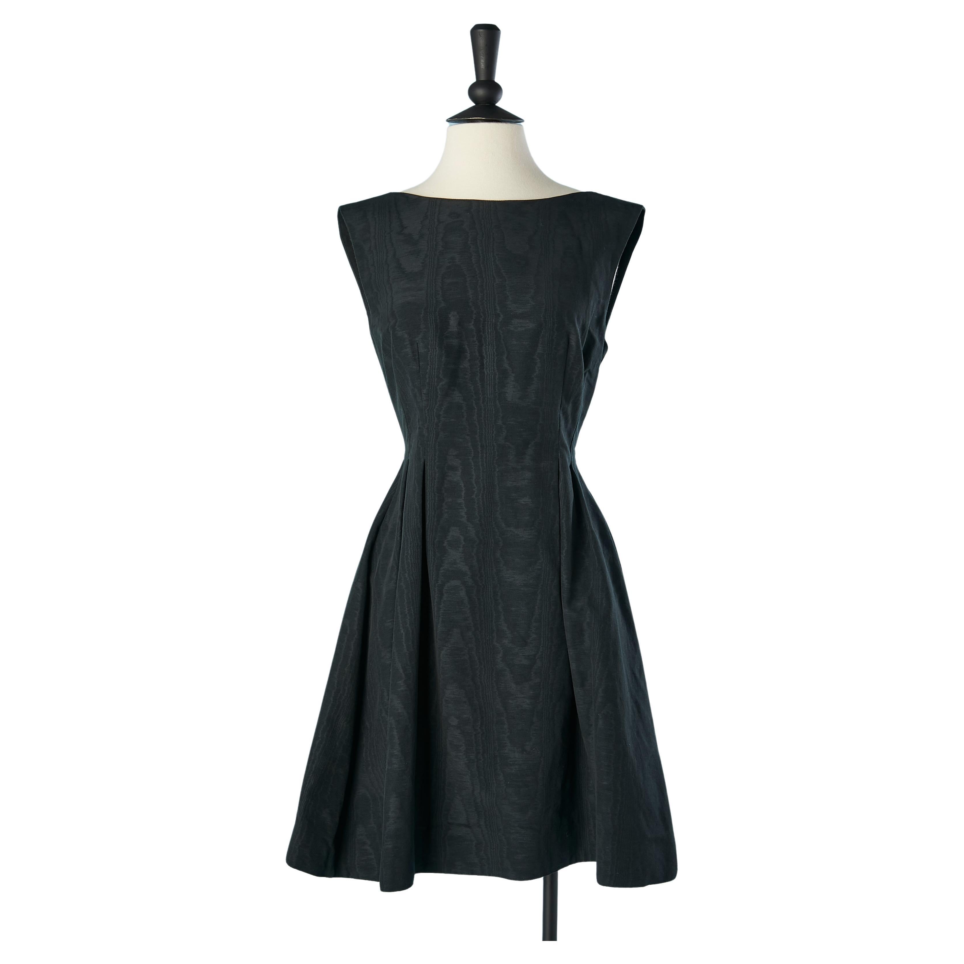 Black moiré cocktail dress  with pink zip in the back McQ Alexander McQueen  For Sale