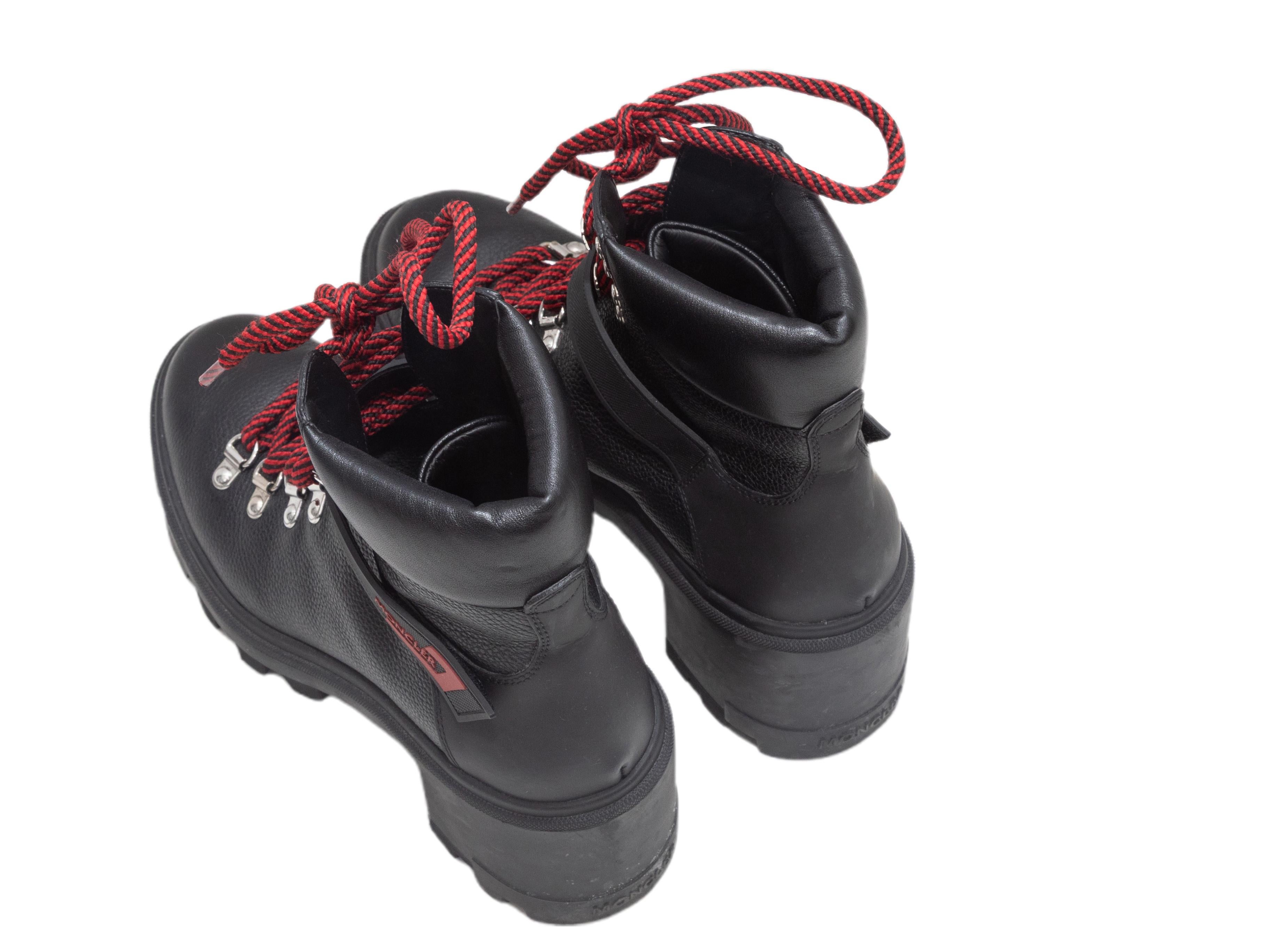 Black Moncler Carol Leather Heeled Lace-Up Boots Size 38 (Schwarz) im Angebot