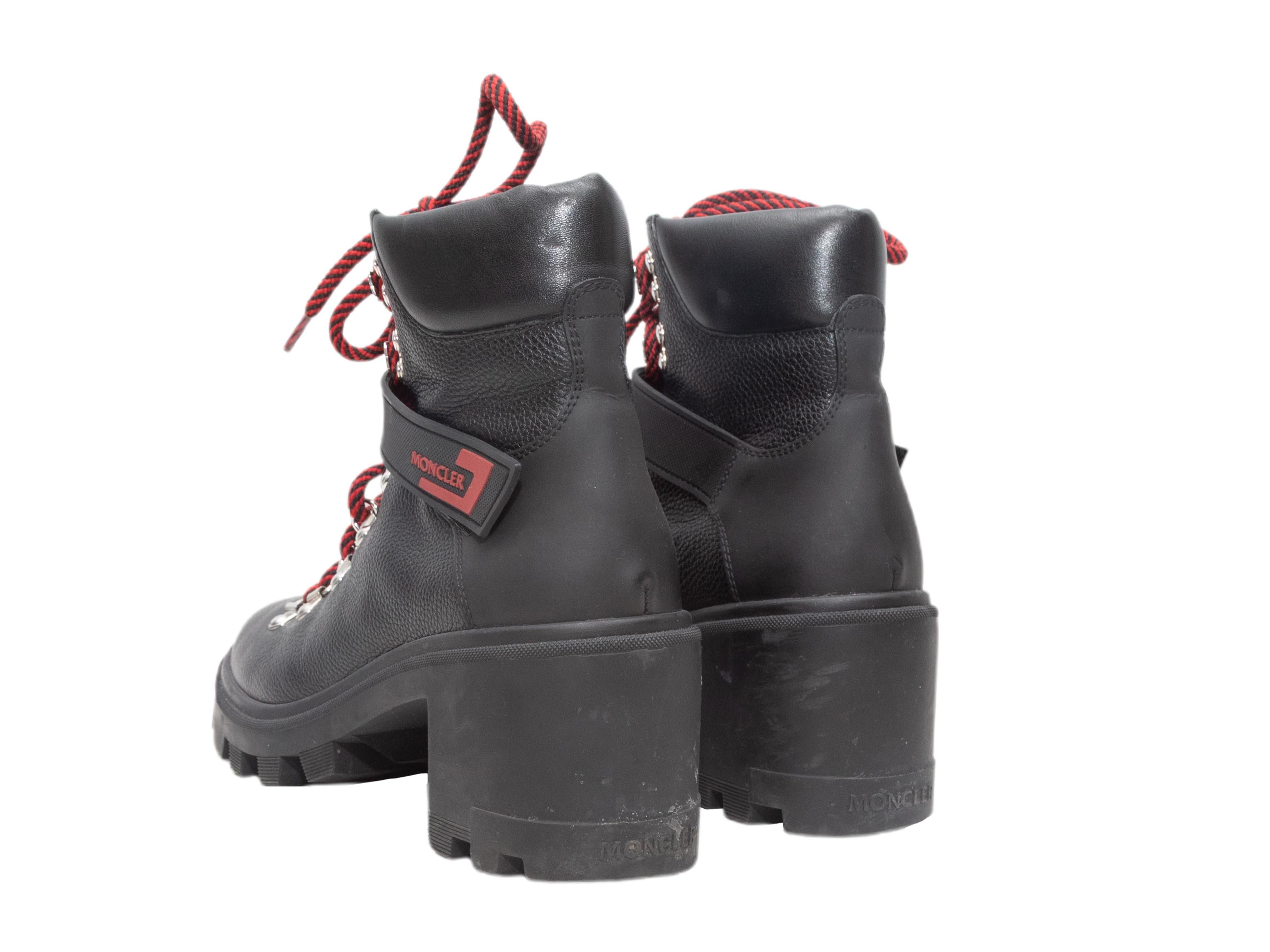 Black Moncler Carol Leather Heeled Lace-Up Boots Size 38 im Zustand „Gut“ im Angebot in New York, NY