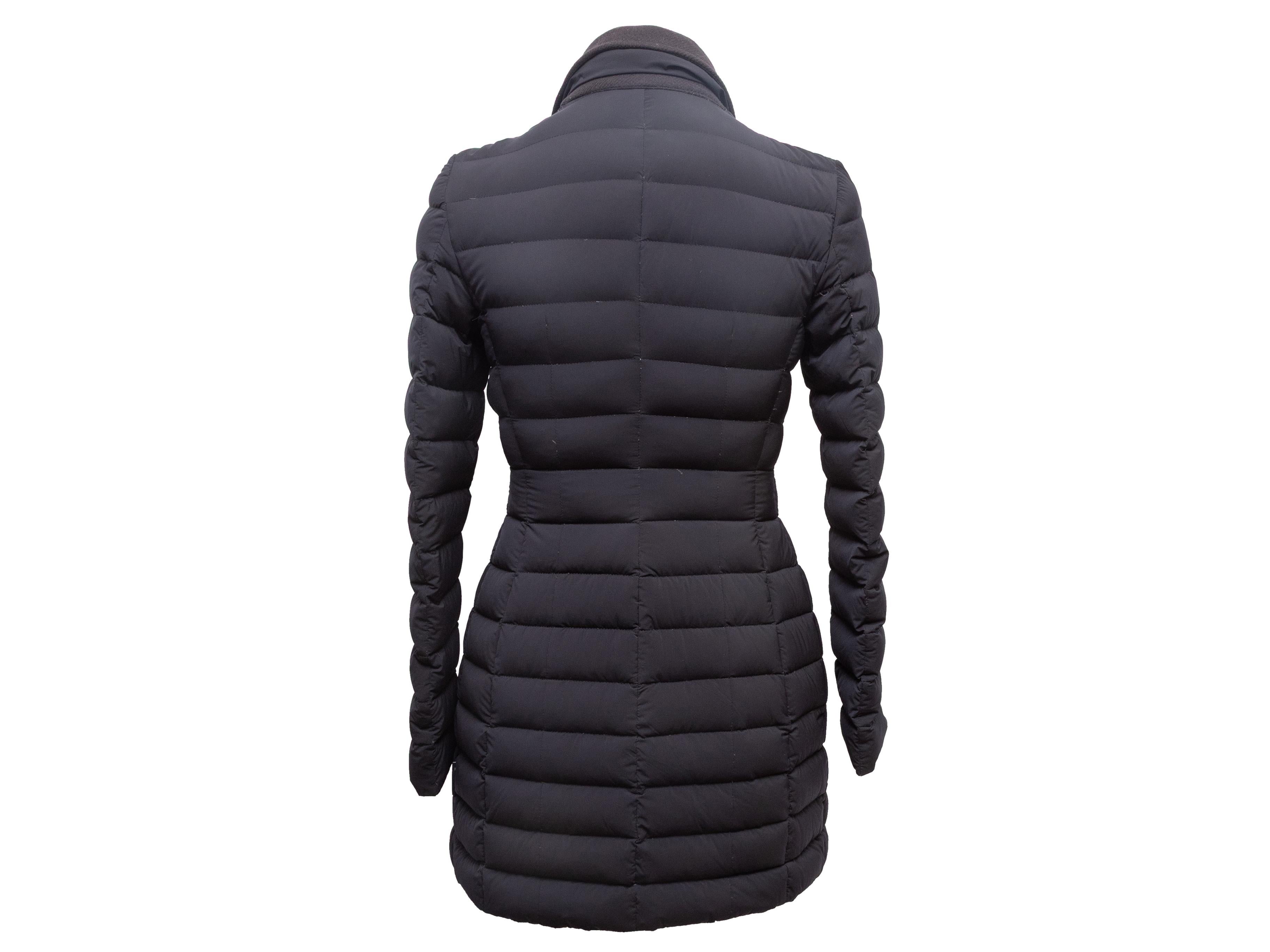 Women's Black Moncler Collared Down Puffer Coat Designer Size 00 For Sale