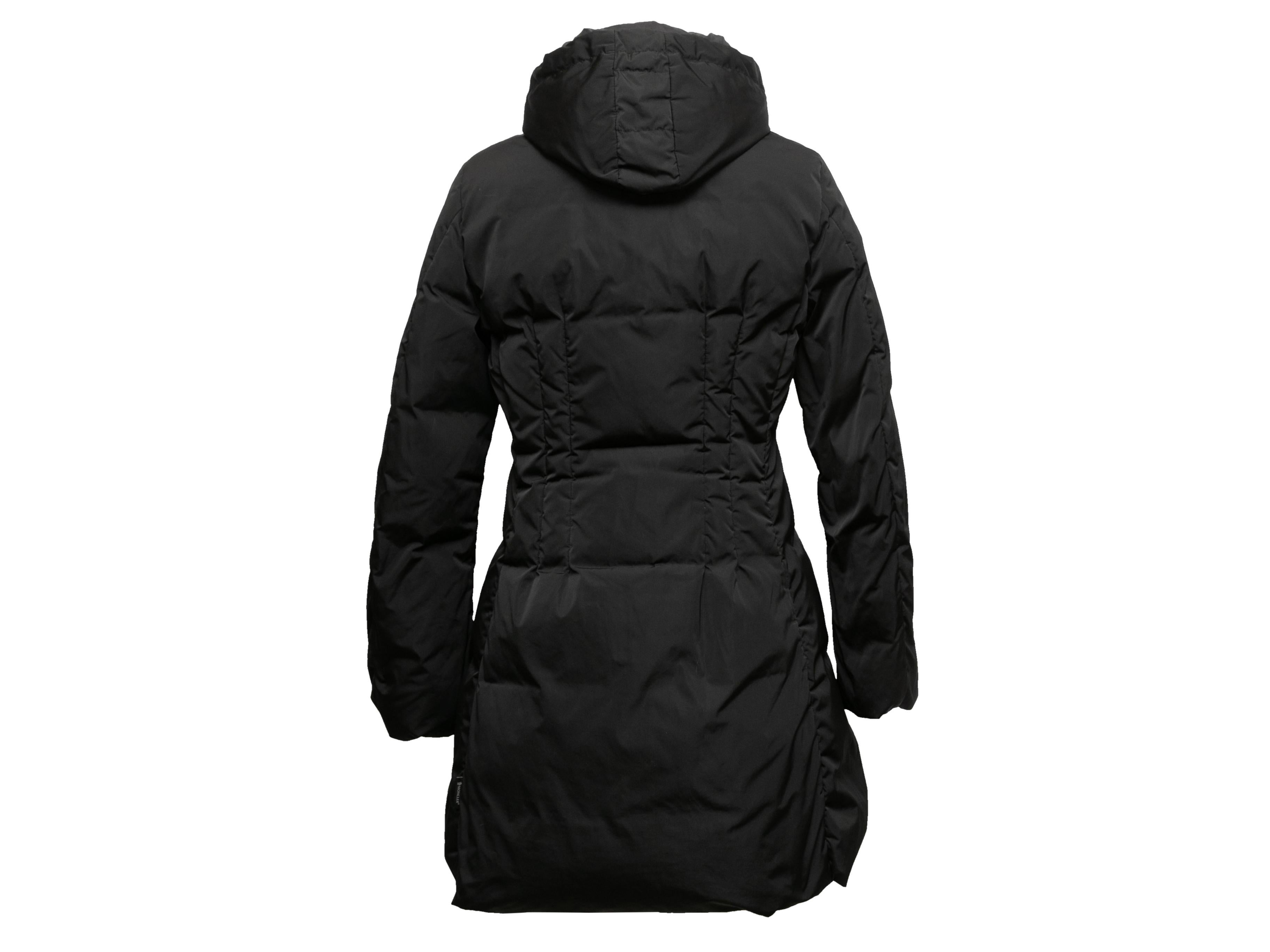 Women's Black Moncler Hooded Down Puffer Coat Designer Size 2
