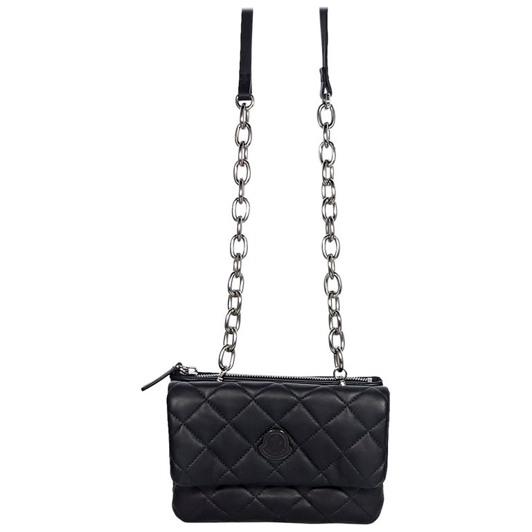 Moncler Black Leather Quilted Crossbody Bag at 1stDibs