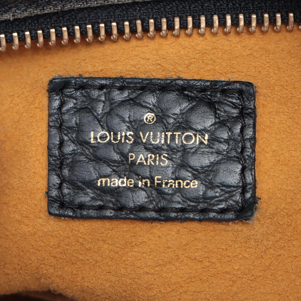 Schwarze Monogramm-Denim-Umhängetasche von Louis Vuitton Neo Cabby MM mit goldfarbenem Muster 7