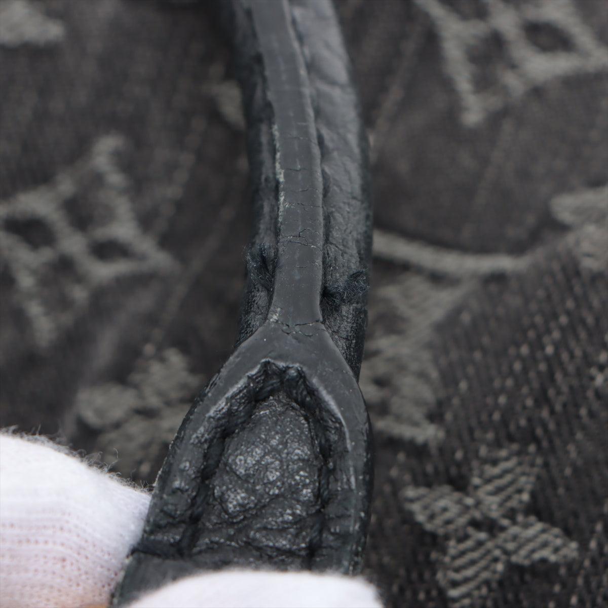 Schwarze Monogramm-Denim-Umhängetasche von Louis Vuitton Neo Cabby MM mit goldfarbenem Muster 8