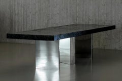 Black Moon Dining Table, Burnt Wood & Epoxy Resin, Made in Italy
