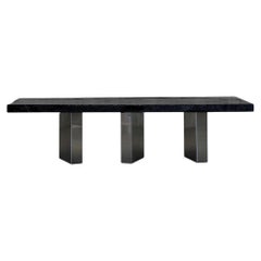 Black Moon Dining Table, Burnt Wood & Epoxy Resin, Made in Italy