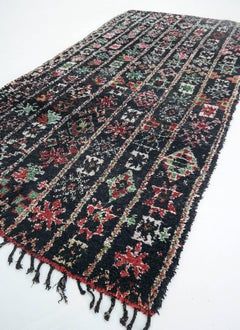 Black Moroccan Rug Beni MGuild, Vintage circa 1975
