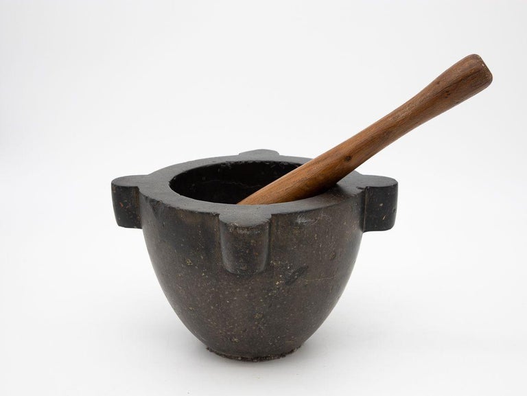 Black Mortar and Handturned Pestle at 1stDibs