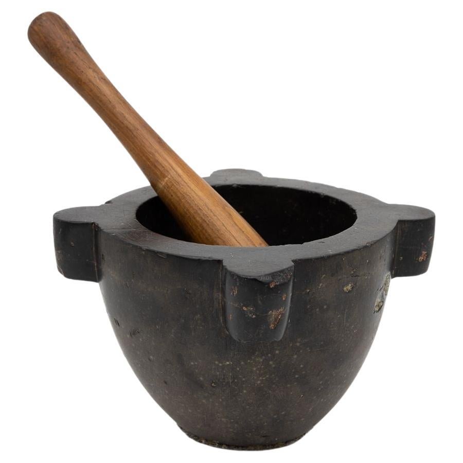 Black Mortar and Handturned Pestle at 1stDibs