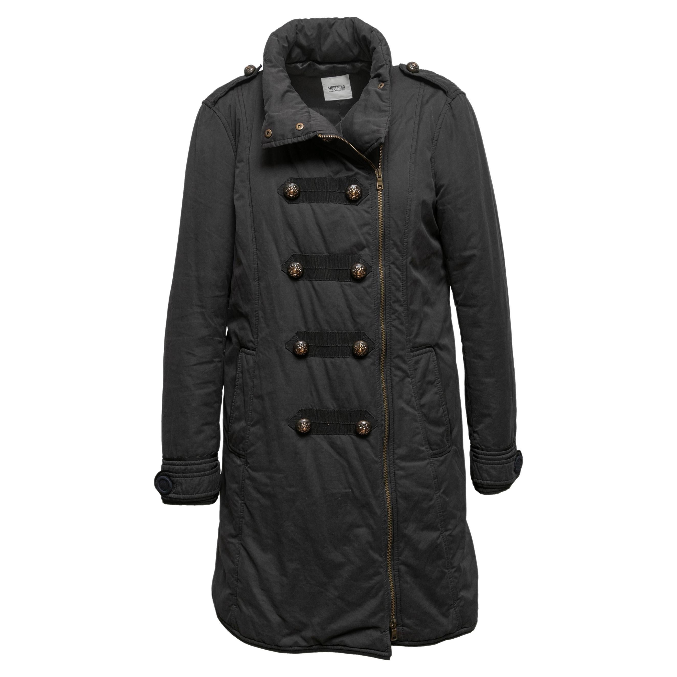 Black Moschino Cheap and Chic Padded Military Coat Size US 12