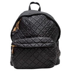 Black Moschino Quilted Leather Backpack