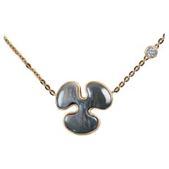 Black Mother of Pearl and Diamond Yellow Gold Necklace