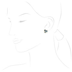 Black Mother of Pearl Yellow Gold Stud Earrings