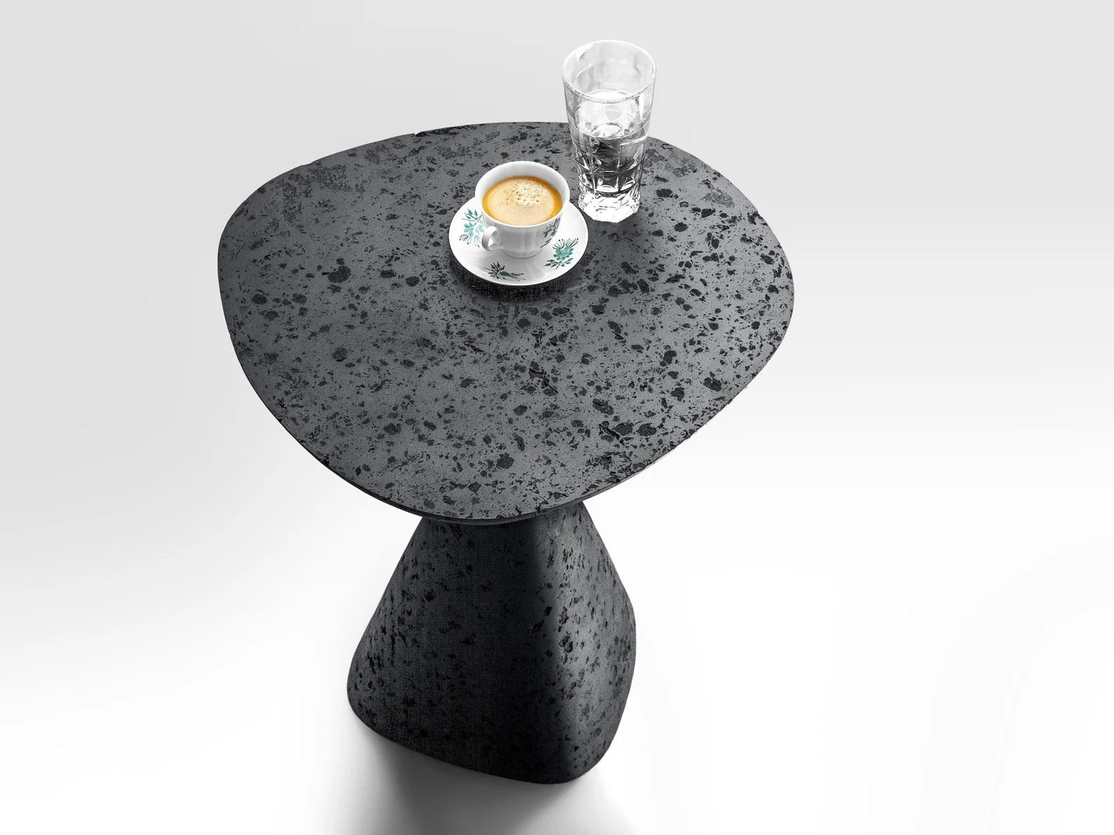 Concrete Black Mottled Side Table by Donatas Zukauskas For Sale