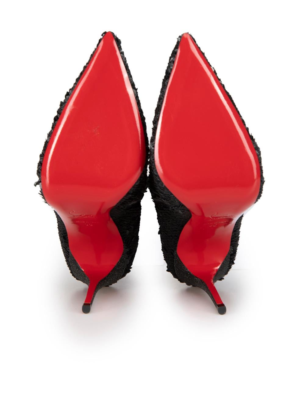 Women's Black Moulakate Paillette Stiletto Sequin Glitter Accent Boots Size IT 36