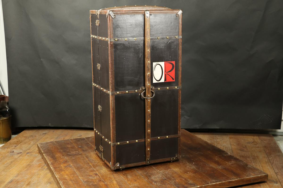 Early 20th Century Black Moynat Wardrobe Trunk from 1917 For Sale