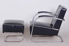 Black Mucke Melder Armchair and Ottoman, 1930s Czechia