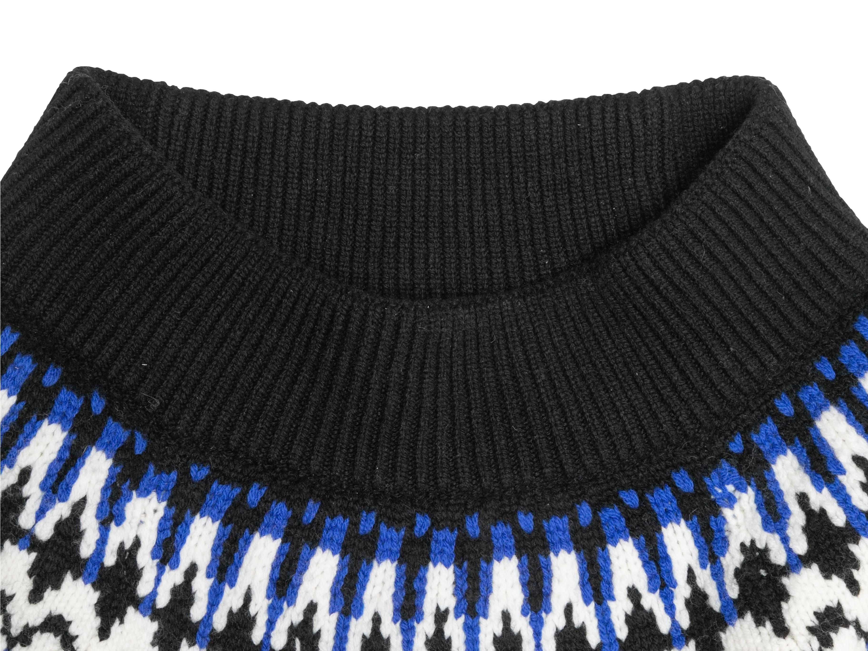 Pull en laine intarsia noir et multicolore Alexander McQueen Taille US XS Pour femmes en vente