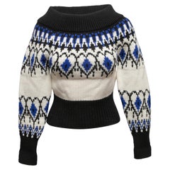 Pull en laine intarsia noir et multicolore Alexander McQueen Taille US XS