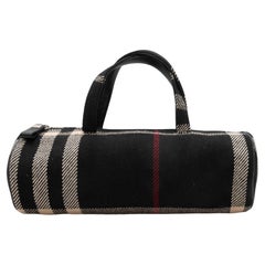 Black & Multicolor Burberry Wool Nova Check Drum Handbag