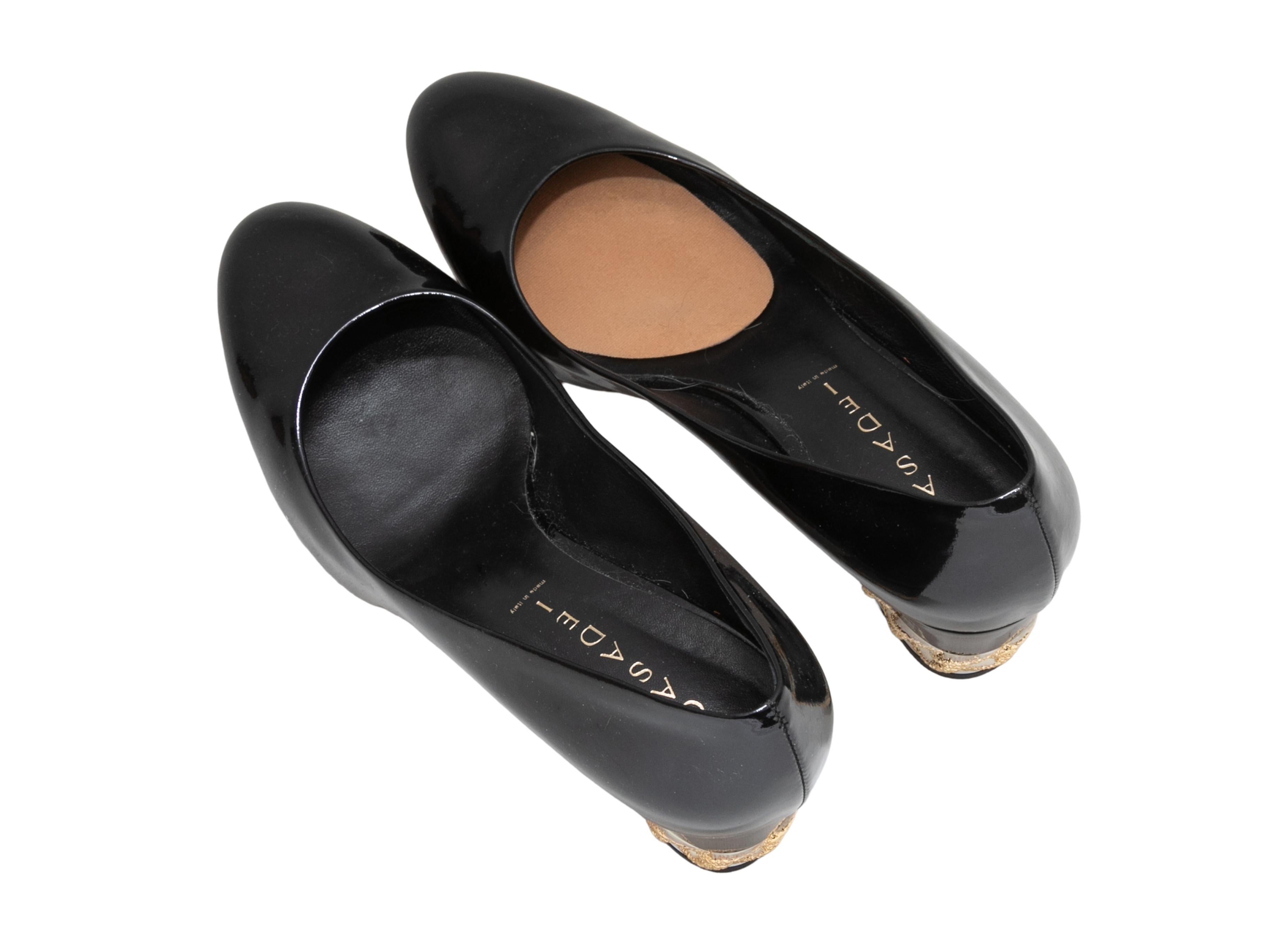 Schwarze & mehrfarbige Casadei Lackleder-Pumps aus Lackleder Größe 9,5B Damen im Angebot
