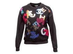 Black & Multicolor Chanel 2022 Logo Applique Sweatshirt Size FR 34