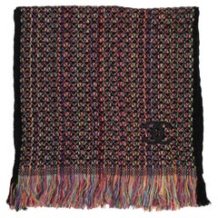 Sciarpa in maglia di cachemire nera e multicolore di Chanel