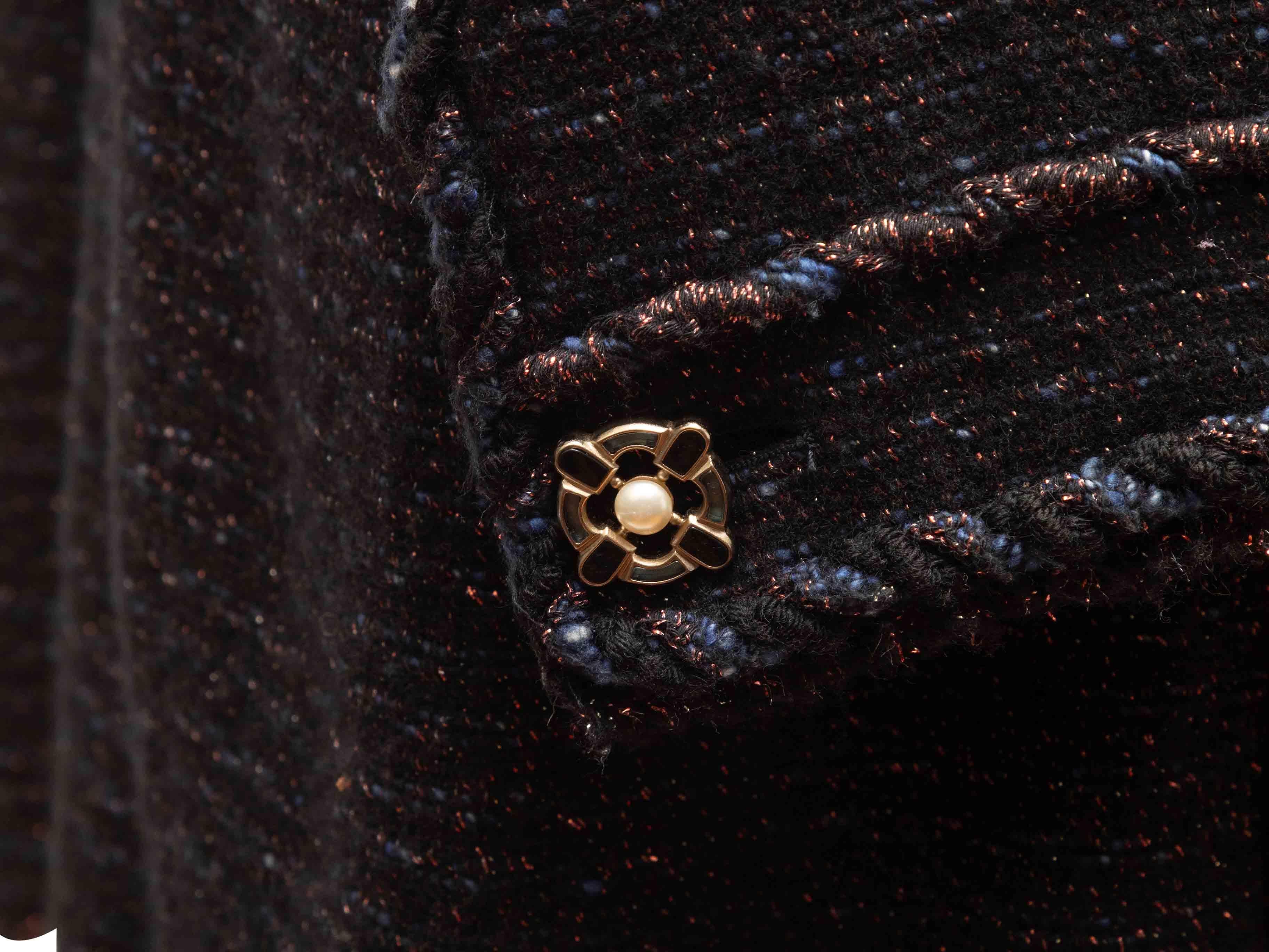 Blazer en tweed de laine métallisé noir et multicolore Chanel automne/hiver 2007 Taille FR 50 Pour femmes en vente