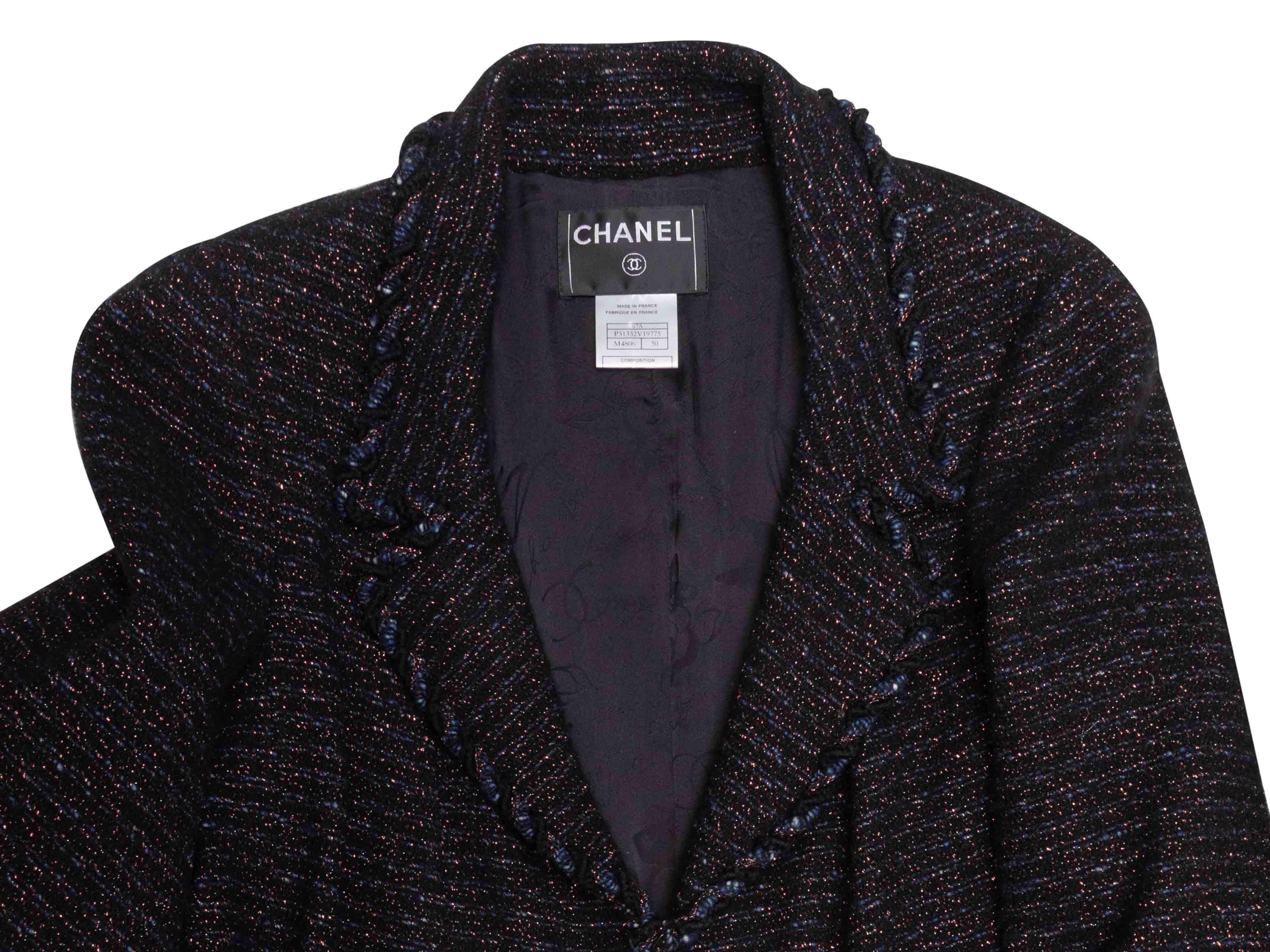Blazer en tweed de laine métallisé noir et multicolore Chanel automne/hiver 2007 Taille FR 50 en vente 2