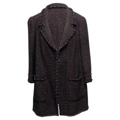 Blazer in lana metallizzata nera e multicolore Chanel Autunno/Inverno 2007 Taglia FR 50