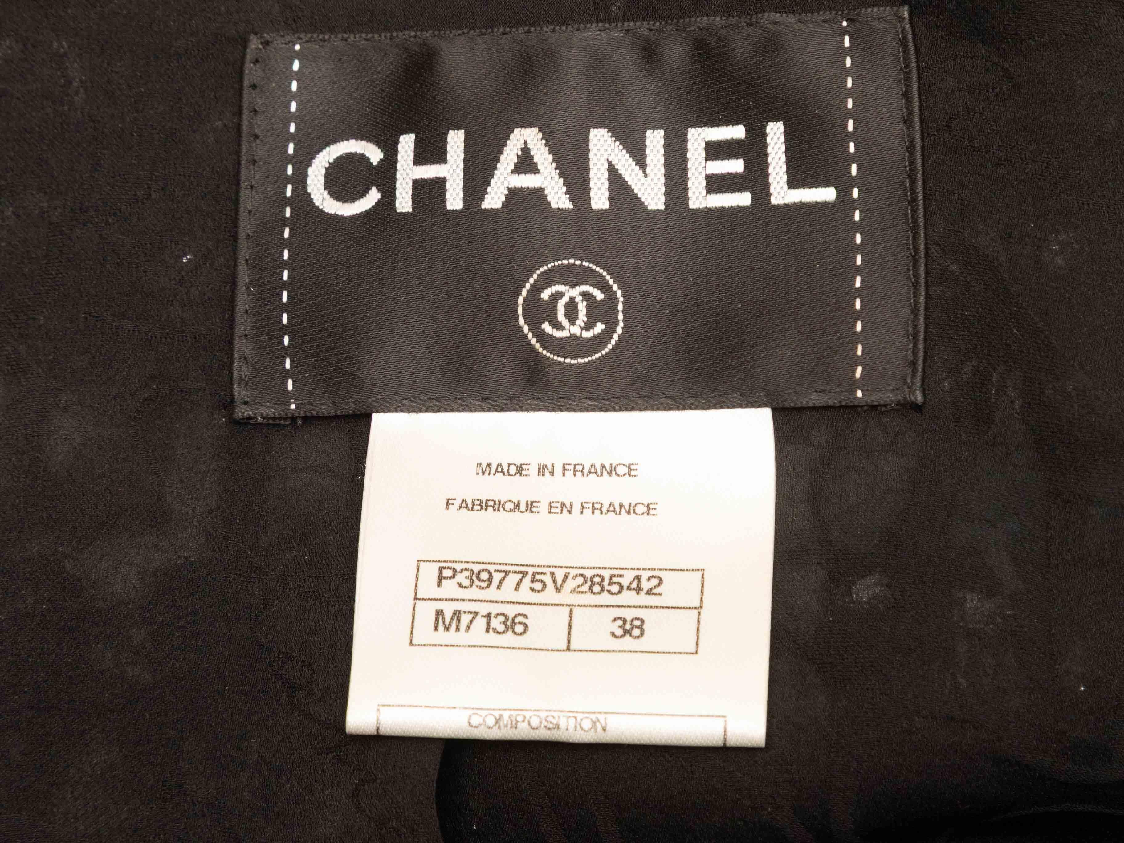 Schwarz & Multicolor Chanel Wolle Slub Tweed Fransen-gesäumte Jacke Größe FR 38 im Angebot 1