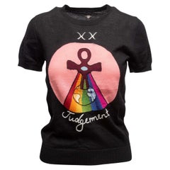 Top en maille de laine noir et multicolore Christian Dior Judgement Tarot Card Taille FR 38