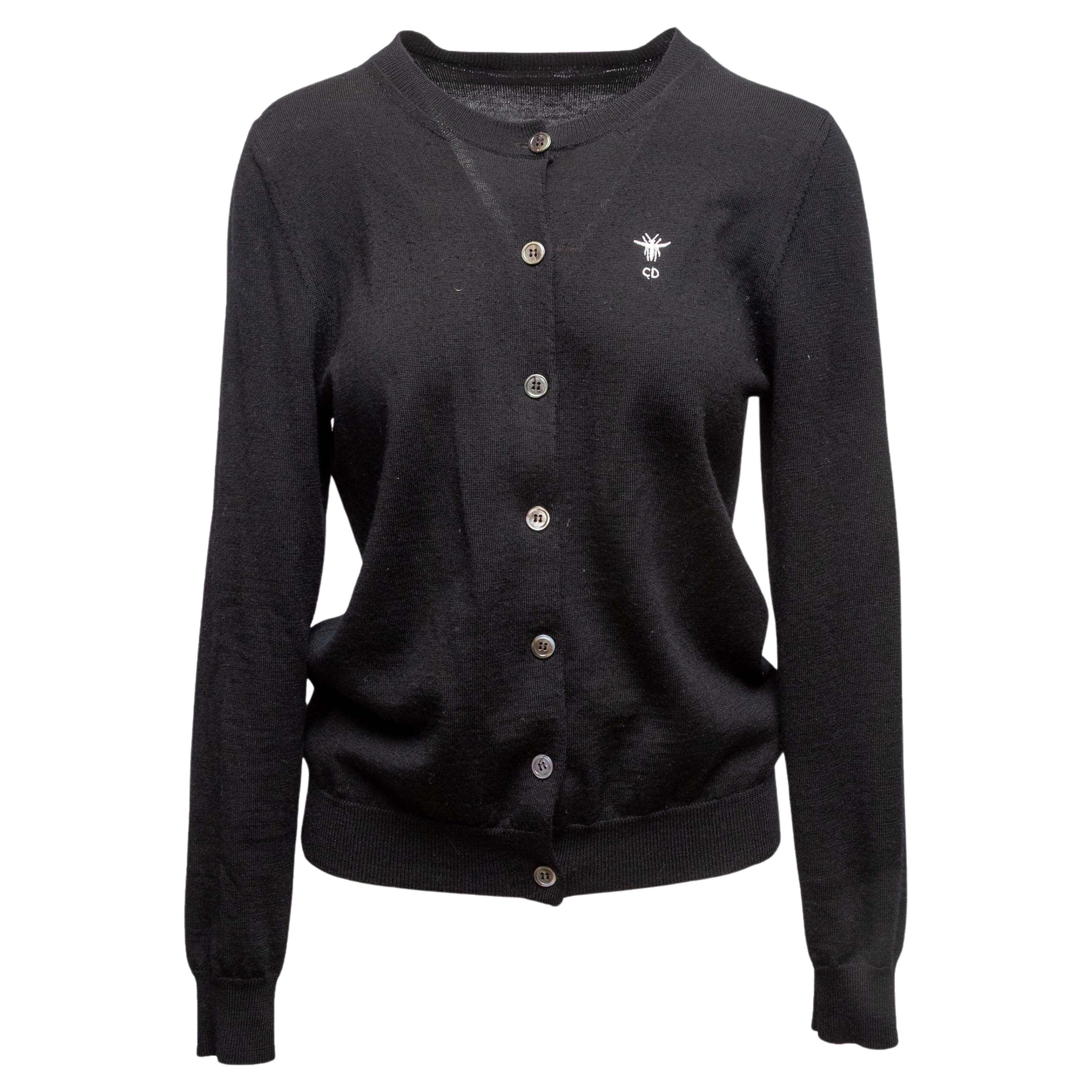 Black & Multicolor Christian Dior Wool Judgement Tarot Card Cardigan Size FR 40