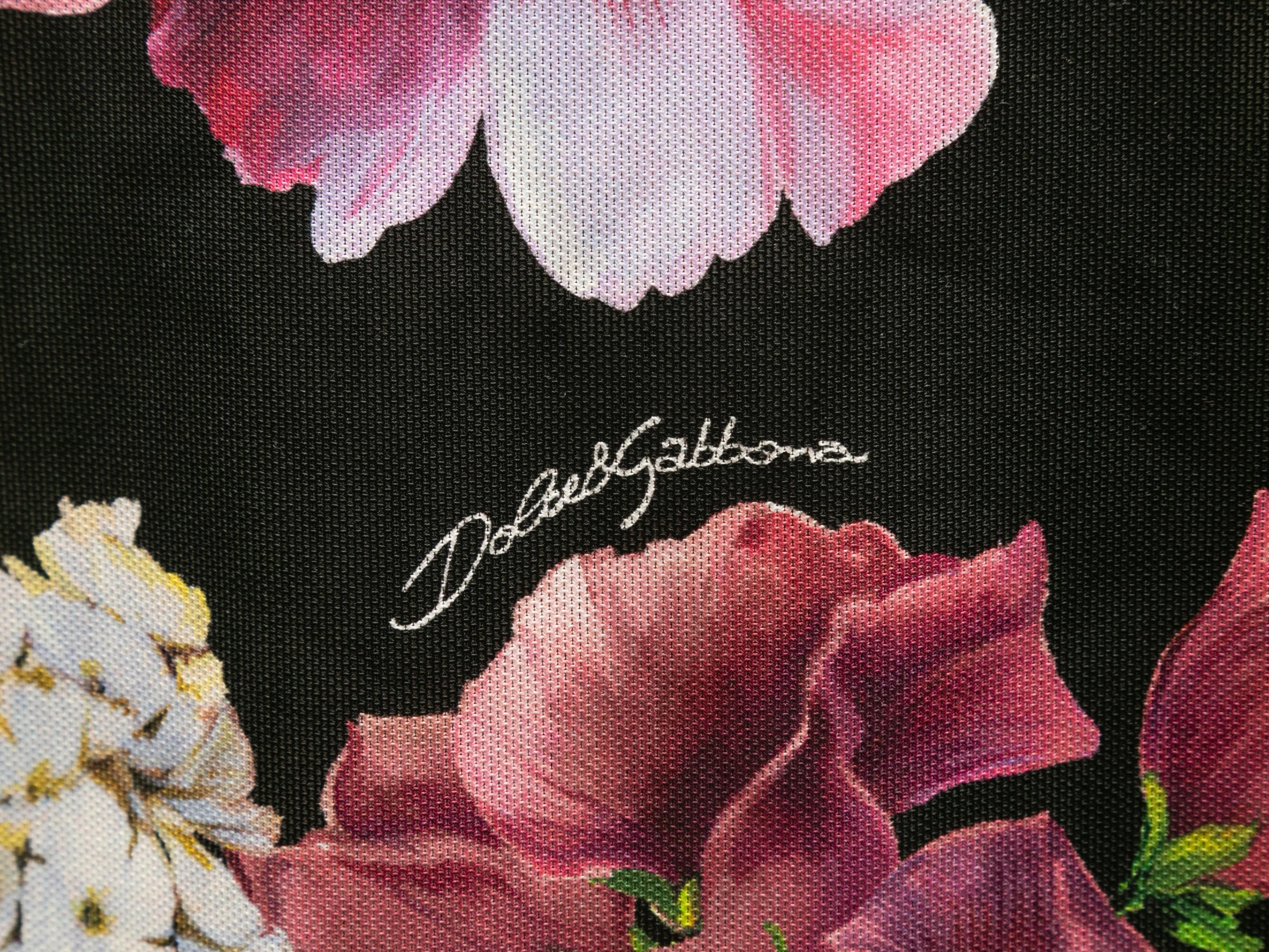 Black & Multicolor Dolce & Gabbana Floral Print Bodycon Dress Size IT 44 1