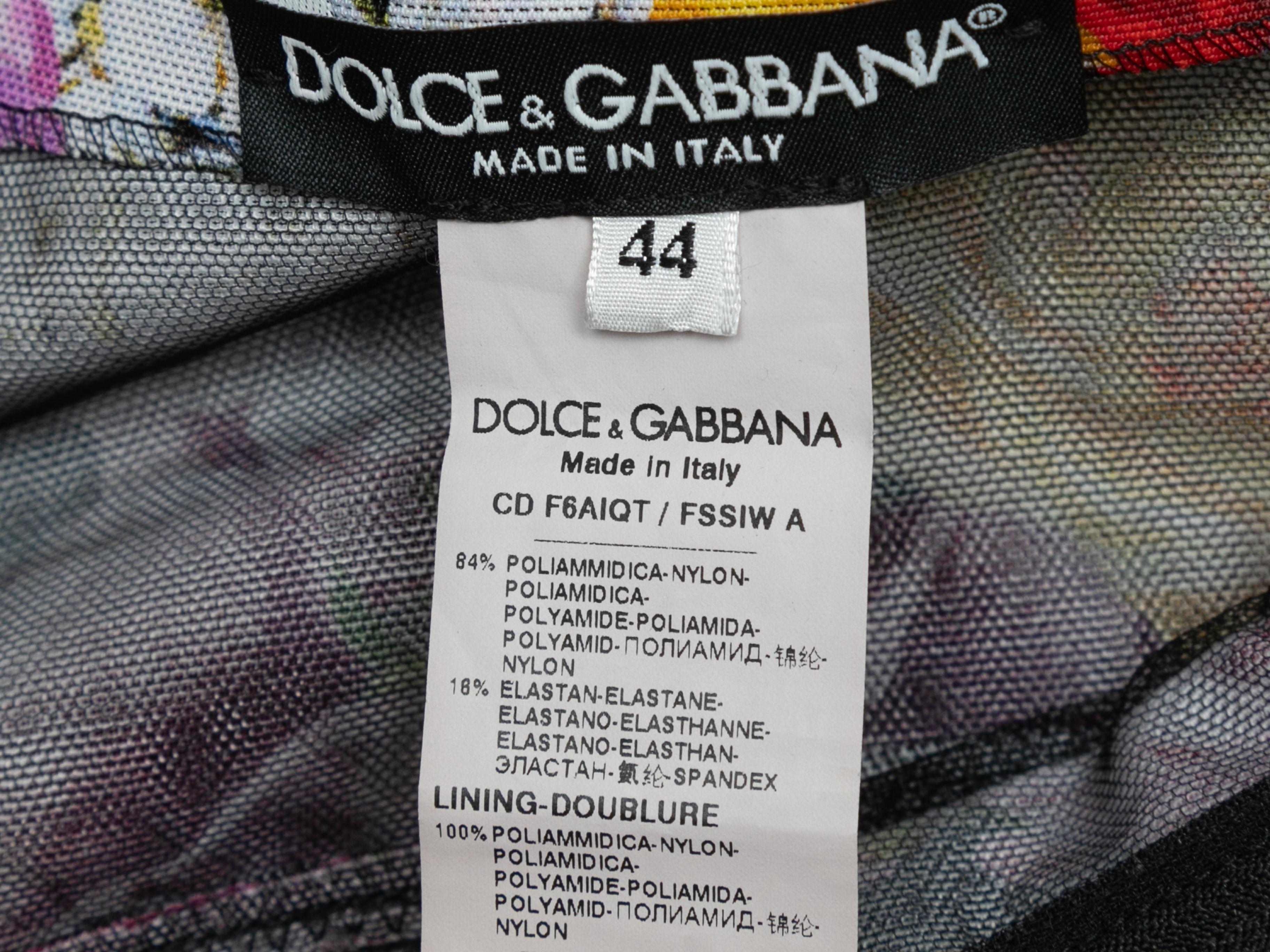 Black & Multicolor Dolce & Gabbana Floral Print Bodycon Dress Size IT 44 2