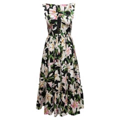 Schwarzes & mehrfarbiges Dolce & Gabbana Bustierkleid mit Blumendruck